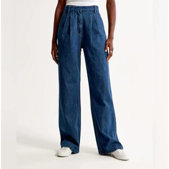 ABERCROMBIE & FITCH Sloane Tailored Wide Leg Jean Trousers Sz 31/12R $100 {N37} - Picture 2 of 5